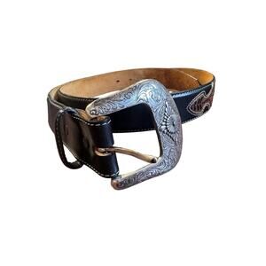 Justin Boots Leather Western Belt Men’s Size 42  C10923 Two-Tone Woven Design